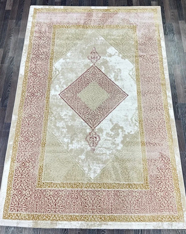 Ковер турецкий A3582A Lowa (Полиэстер хит-сет, бежевый, розовый)