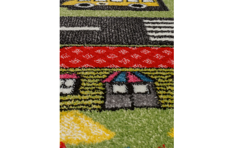 Детский ковер для мальчиков C070 - GREEN город с дорогами для машинок