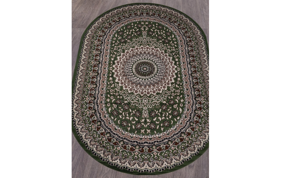 Ковер D504 - зеленый - Овал - коллекция GAVANA