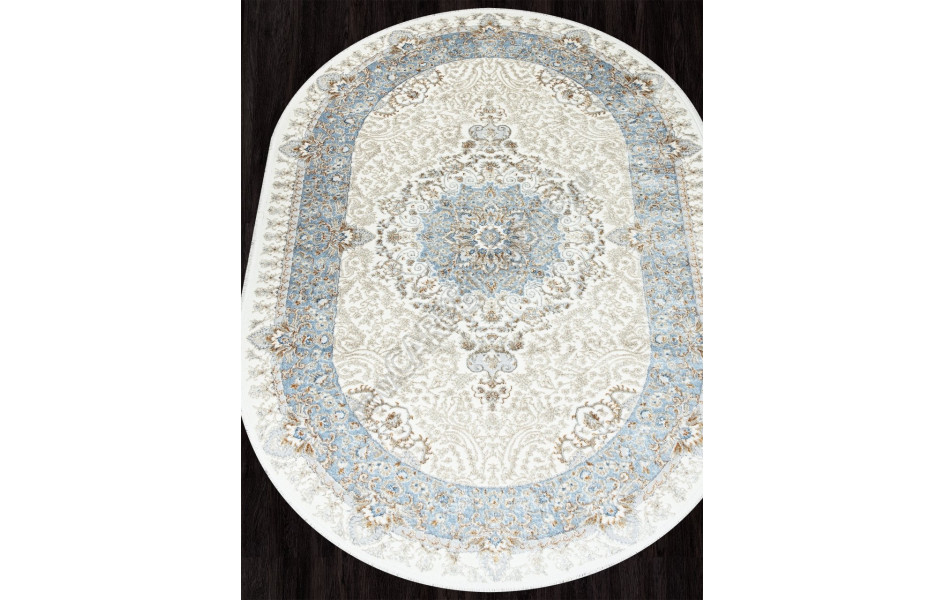 Ковер 06066A - L.BLUE FDY / CREAM HB - Овал - коллекция SAHARA